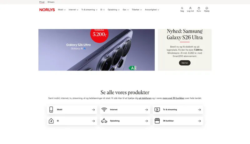 Stofa hjemmeside screenshot 2026 - bredbånd udbyder oversigt